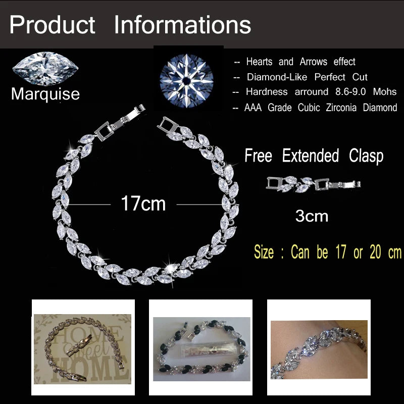 CWWZircons The New 2022 Summer Design White Gold Color Austrian Royal Blue Crystal Bracelets for Women Fashion Jewelry CB133