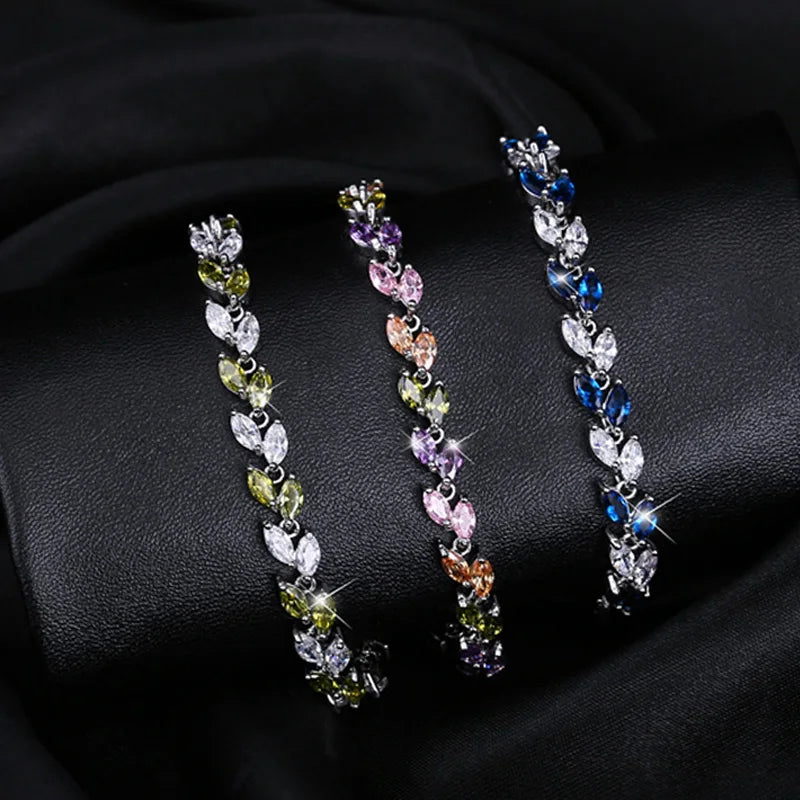 CWWZircons The New 2022 Summer Design White Gold Color Austrian Royal Blue Crystal Bracelets for Women Fashion Jewelry CB133