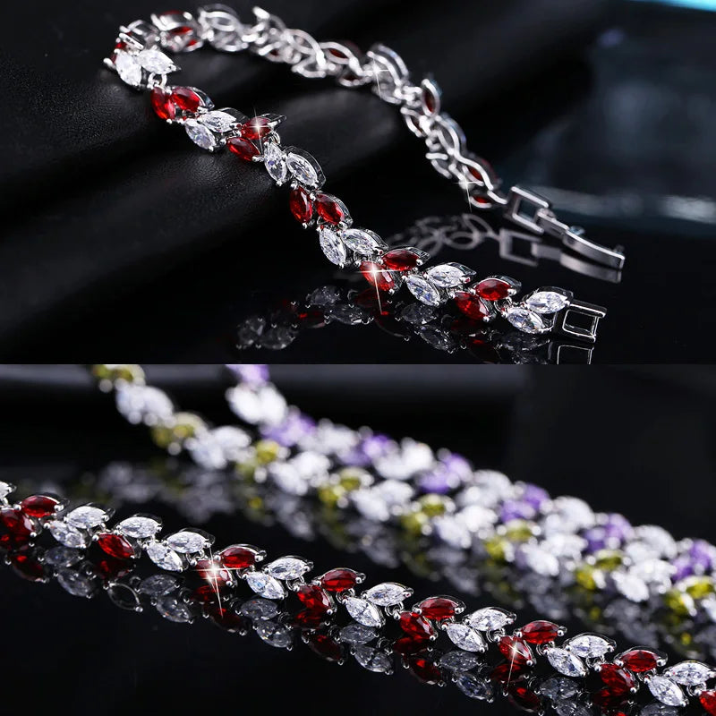 CWWZircons The New 2022 Summer Design White Gold Color Austrian Royal Blue Crystal Bracelets for Women Fashion Jewelry CB133