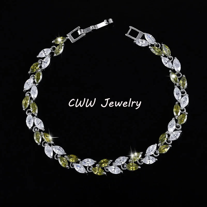 CWWZircons The New 2022 Summer Design White Gold Color Austrian Royal Blue Crystal Bracelets for Women Fashion Jewelry CB133