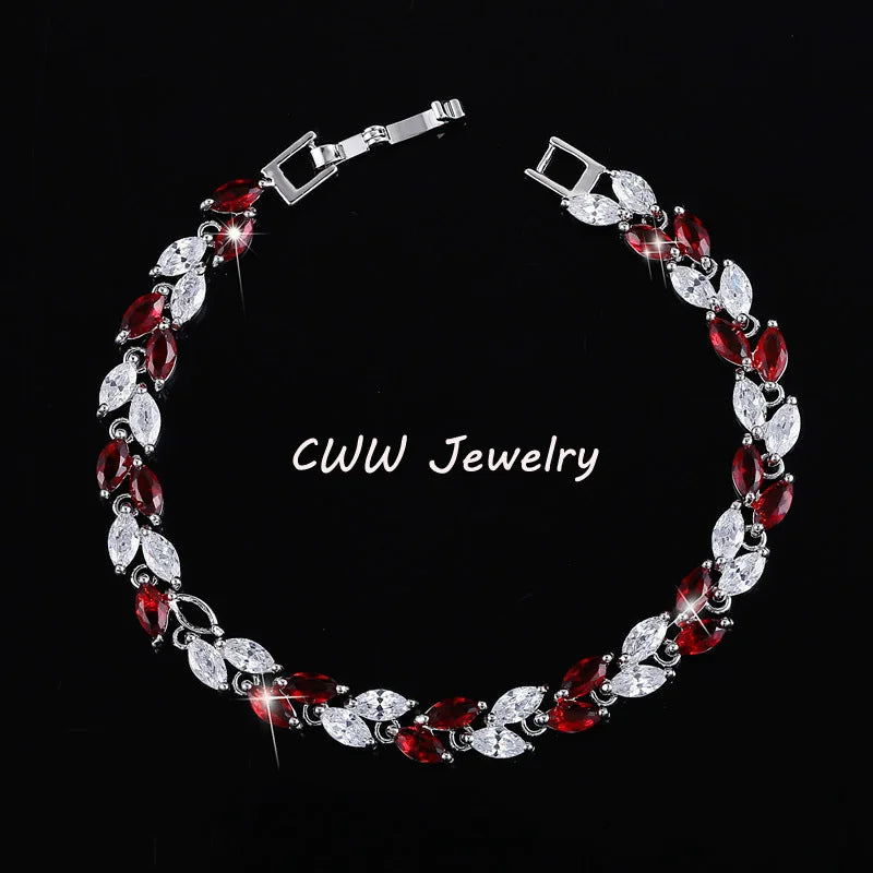 CWWZircons The New 2022 Summer Design White Gold Color Austrian Royal Blue Crystal Bracelets for Women Fashion Jewelry CB133