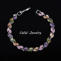 CWWZircons The New 2022 Summer Design White Gold Color Austrian Royal Blue Crystal Bracelets for Women Fashion Jewelry CB133