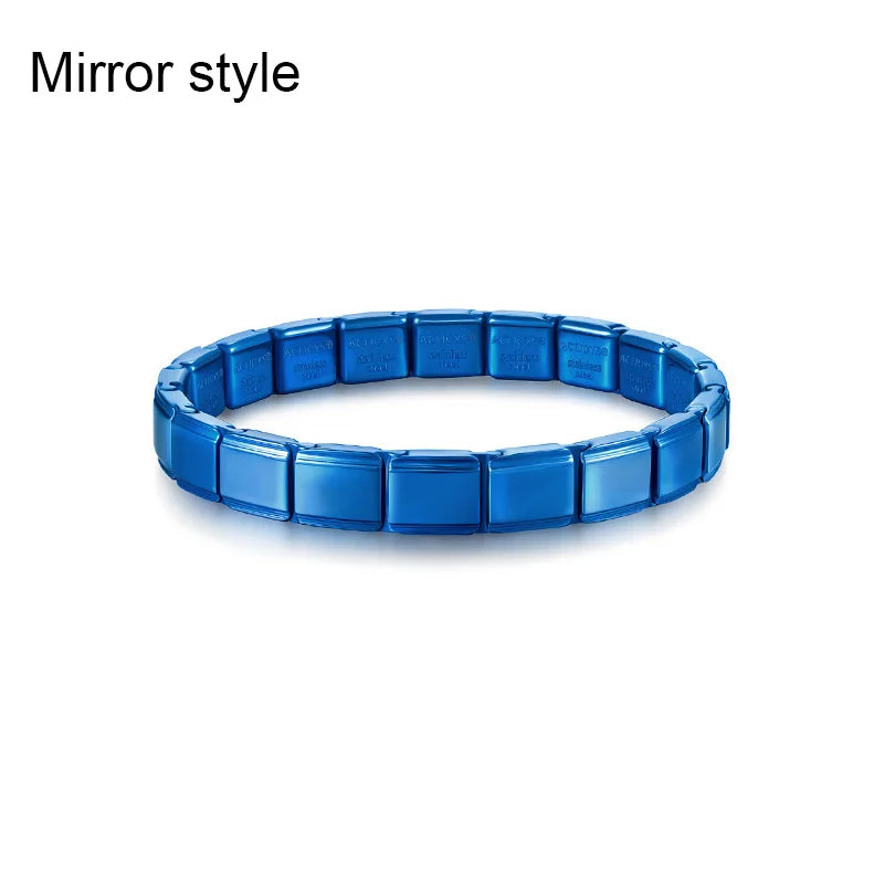 2026 Actjoys Bracelet Elegant 9mm Charm Bracelet Blue Emerald Cut Crystal Stainless Steel Modular Links DIY Personalized Jewelry