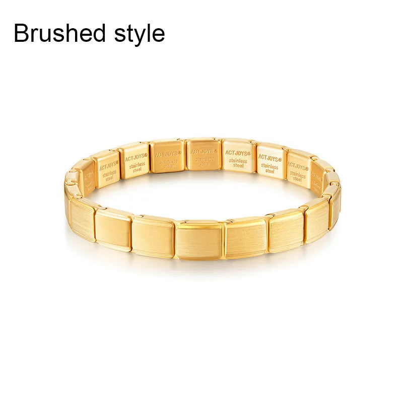 2026 Actjoys Bracelet Elegant 9mm Charm Bracelet Blue Emerald Cut Crystal Stainless Steel Modular Links DIY Personalized Jewelry