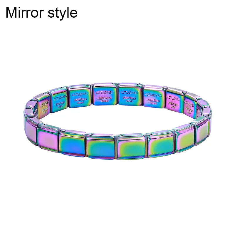 2026 Actjoys Bracelet Elegant 9mm Charm Bracelet Blue Emerald Cut Crystal Stainless Steel Modular Links DIY Personalized Jewelry