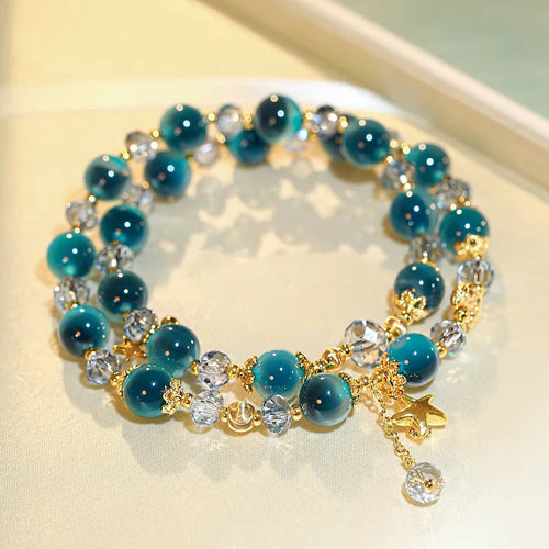 2026 New exquisite and high-end layered candy heart agate crystal bead bracelet for women, Korean ins style best friend gift