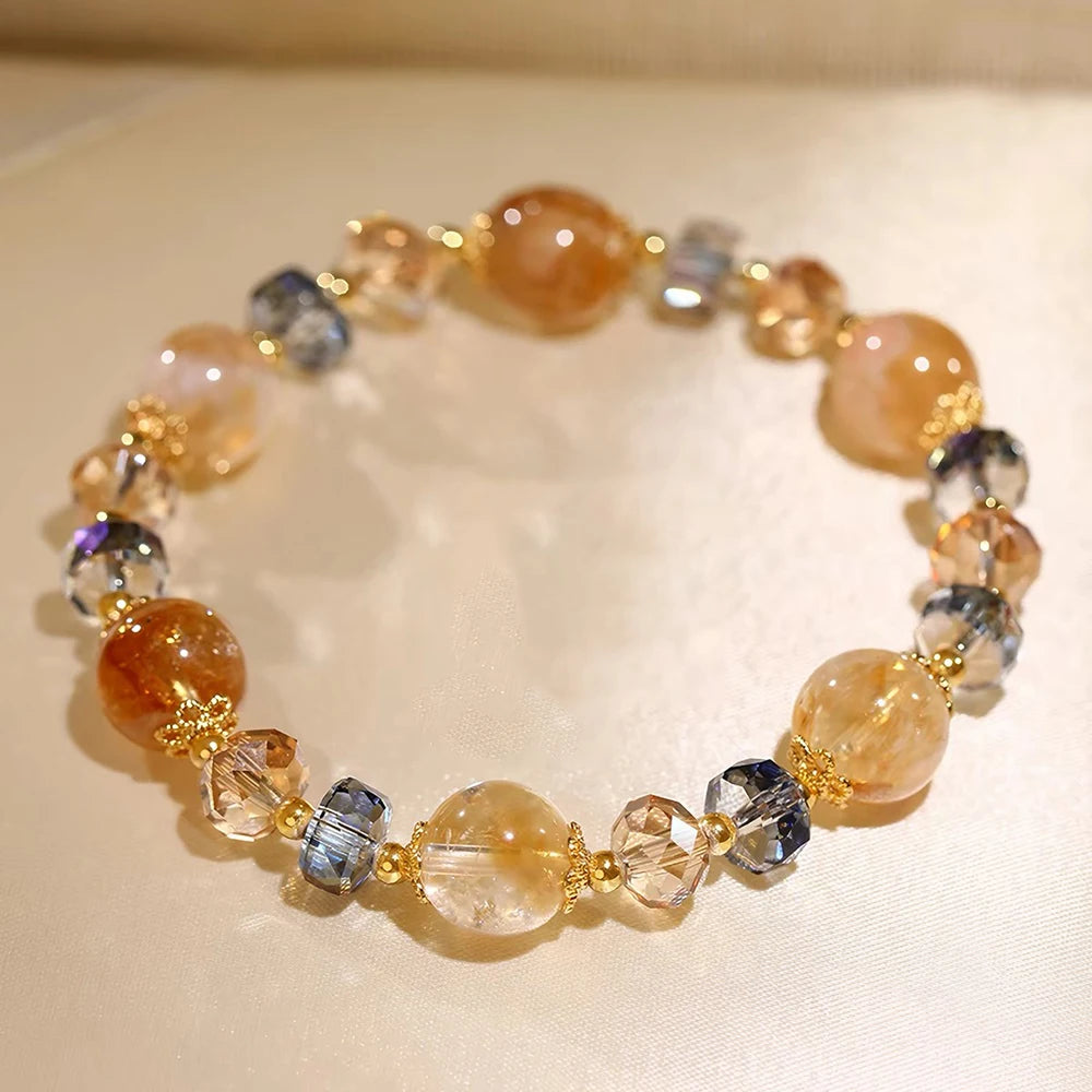 2026 New exquisite and high-end layered candy heart agate crystal bead bracelet for women, Korean ins style best friend gift