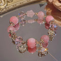 New Natural Crystal Colored Lily Valley Women's Bracelet Fashion Sweet Crystal Bead Elastic Bracelet Birthday Jewelry Gift