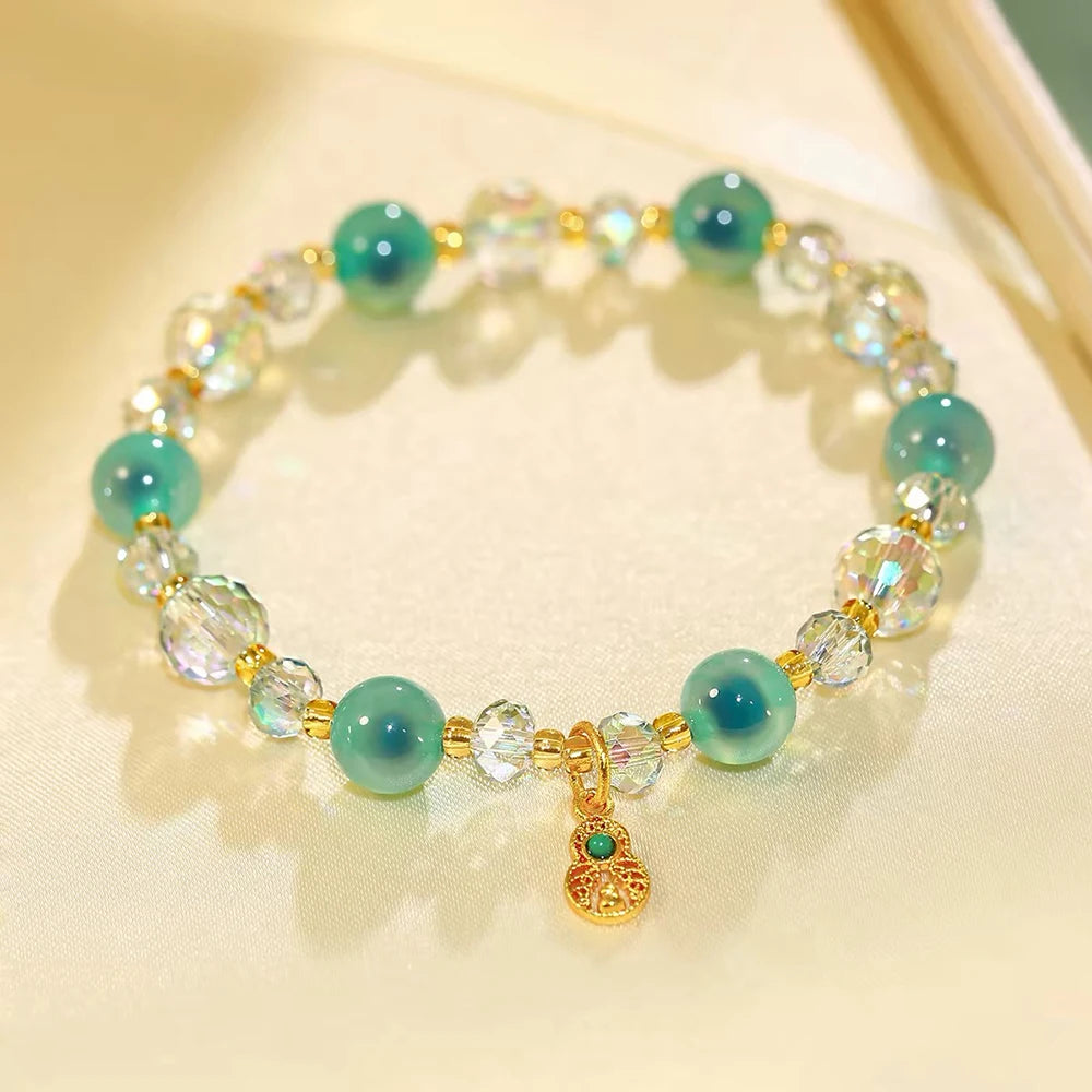 2026 New exquisite and high-end layered candy heart agate crystal bead bracelet for women, Korean ins style best friend gift