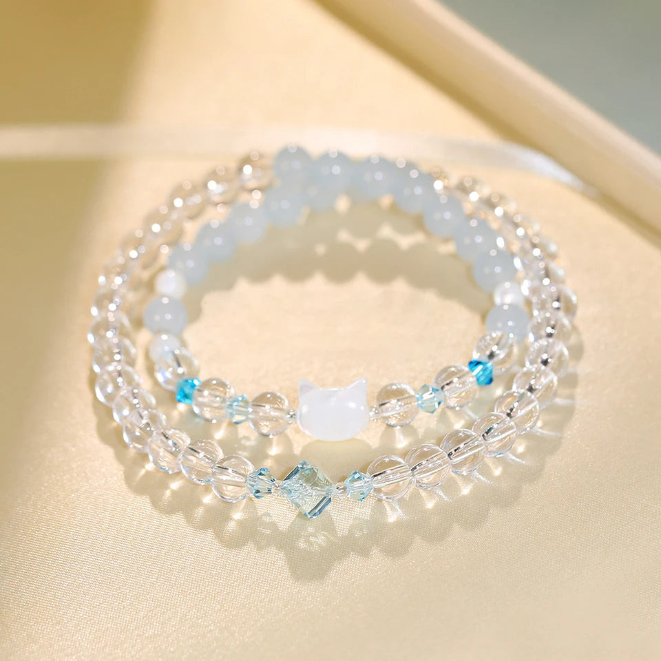 2026 New layered mint green and white crystal women's bracelet, light luxury, niche, exquisite, perfect as a festive gift