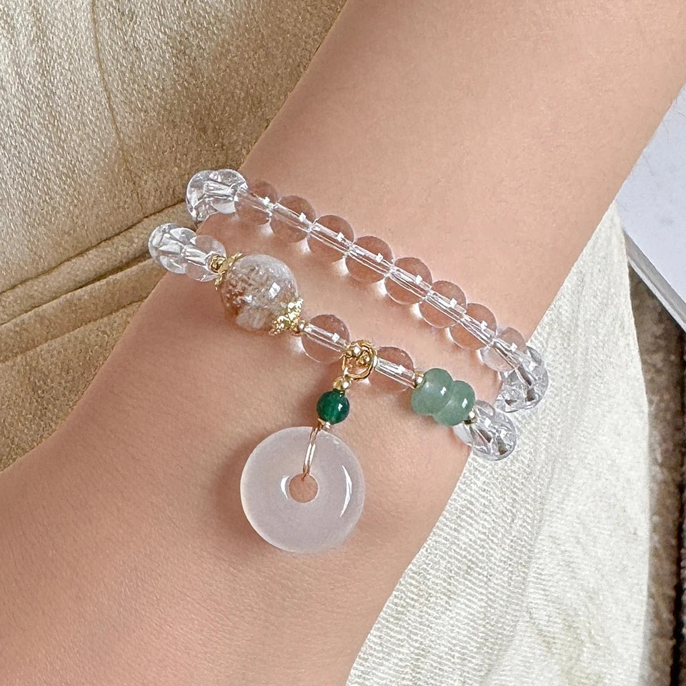 2026 New layered mint green and white crystal women's bracelet, light luxury, niche, exquisite, perfect as a festive gift