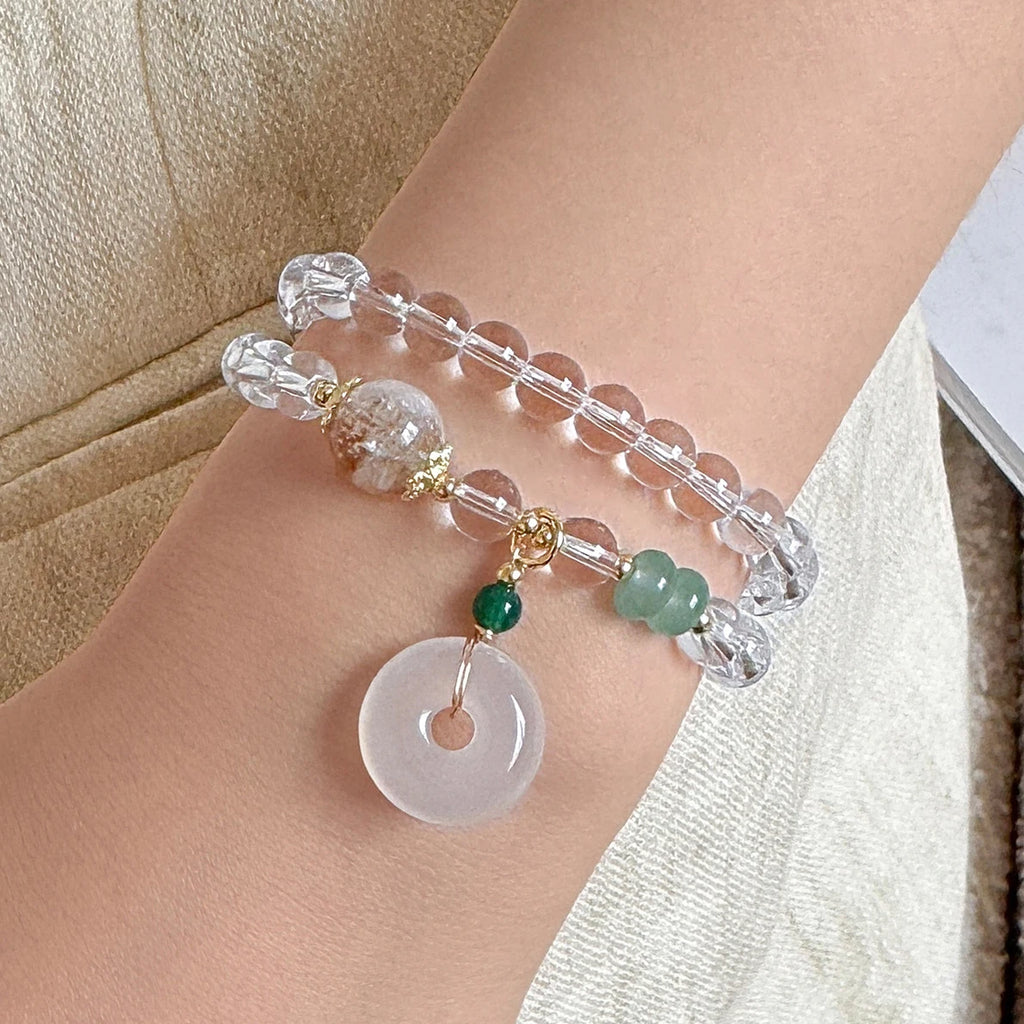 2026 New layered mint green and white crystal women's bracelet, light luxury, niche, exquisite, perfect as a festive gift