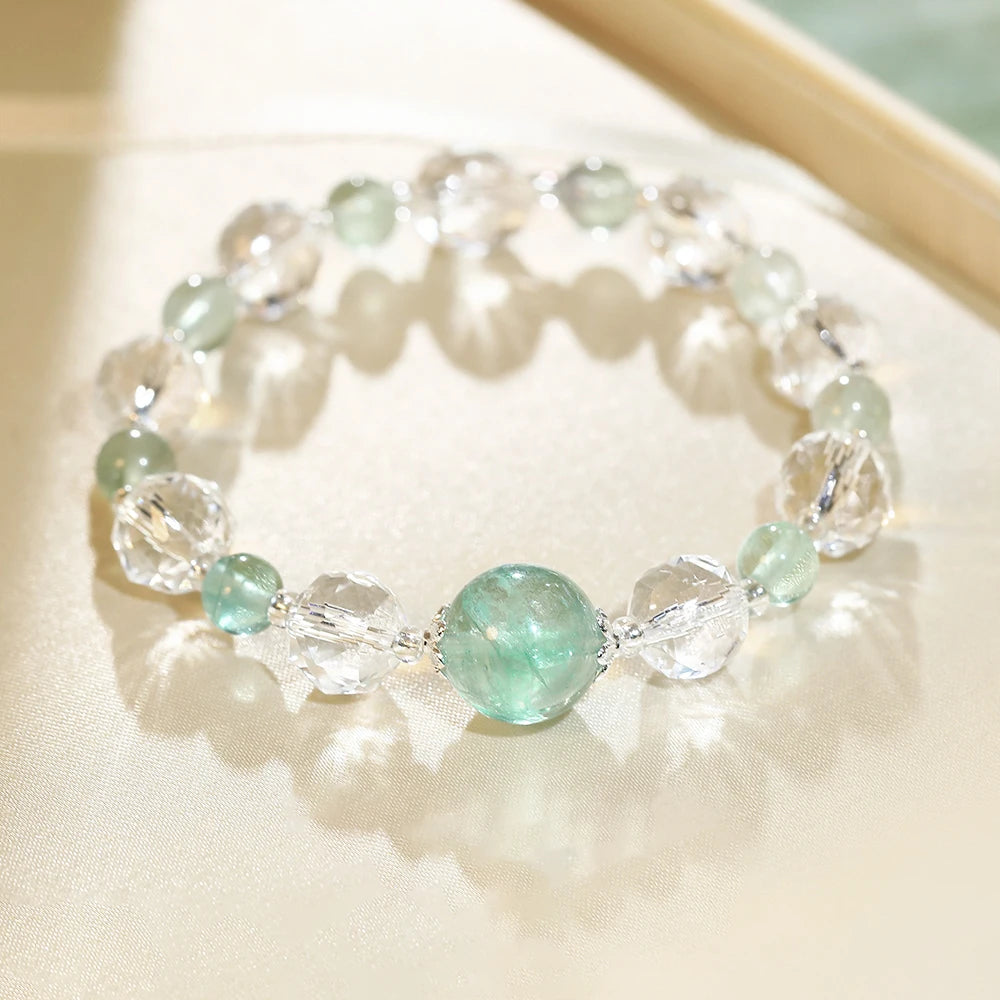 2026 New layered mint green and white crystal women's bracelet, light luxury, niche, exquisite, perfect as a festive gift
