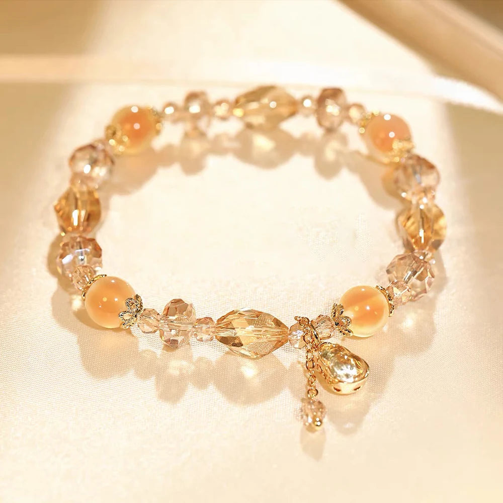 2026 New exquisite and high-end layered candy heart agate crystal bead bracelet for women, Korean ins style best friend gift