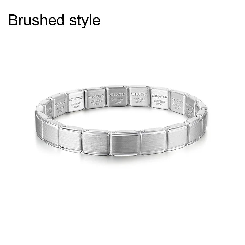 2026 Actjoys Bracelet Elegant 9mm Charm Bracelet Blue Emerald Cut Crystal Stainless Steel Modular Links DIY Personalized Jewelry
