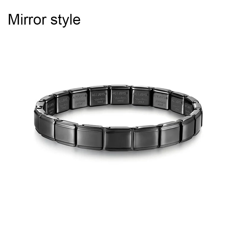 2026 Actjoys Bracelet Elegant 9mm Charm Bracelet Blue Emerald Cut Crystal Stainless Steel Modular Links DIY Personalized Jewelry