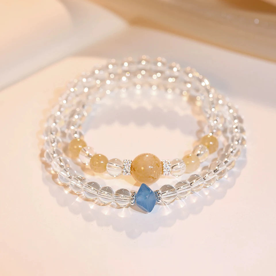 2026 New layered mint green and white crystal women's bracelet, light luxury, niche, exquisite, perfect as a festive gift