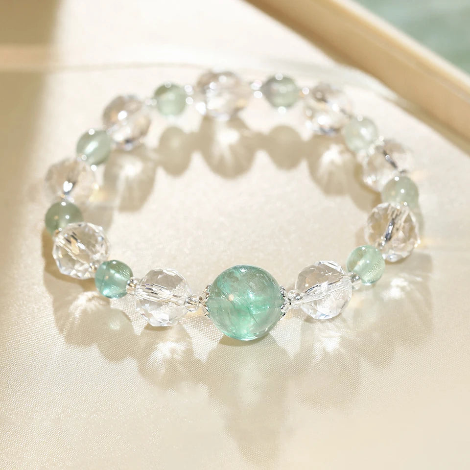 2026 New layered mint green and white crystal women's bracelet, light luxury, niche, exquisite, perfect as a festive gift