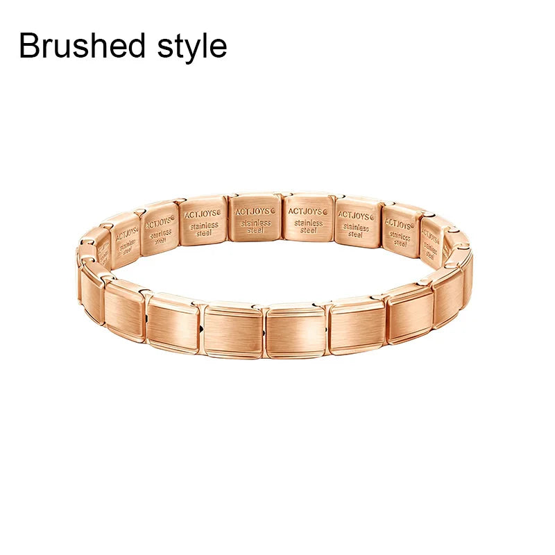 2026 Actjoys Bracelet Elegant 9mm Charm Bracelet Blue Emerald Cut Crystal Stainless Steel Modular Links DIY Personalized Jewelry