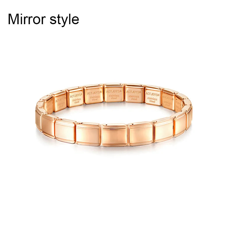 2026 Actjoys Bracelet Elegant 9mm Charm Bracelet Blue Emerald Cut Crystal Stainless Steel Modular Links DIY Personalized Jewelry