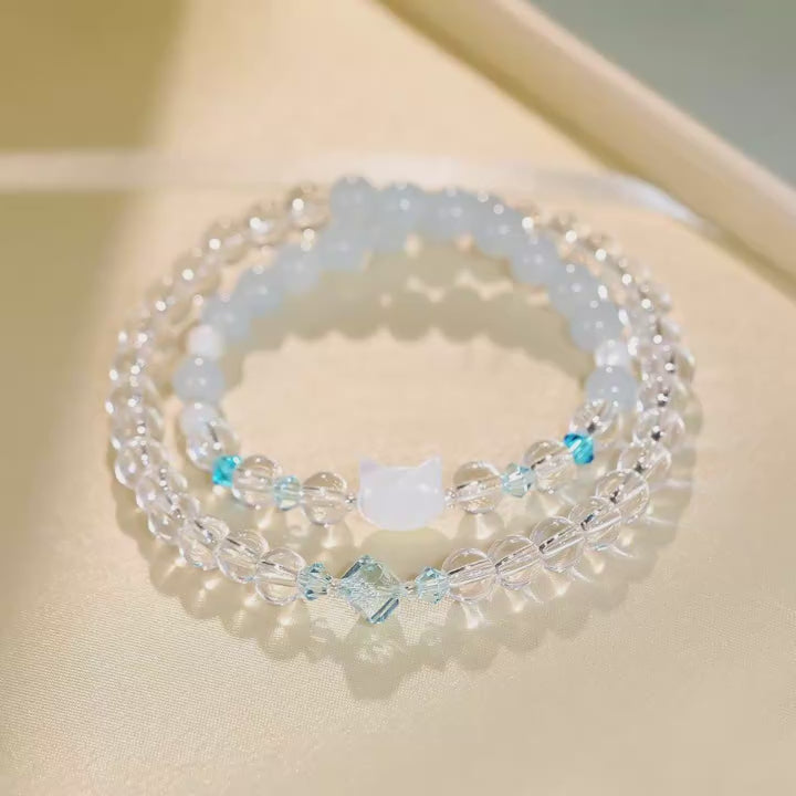 2026 New layered mint green and white crystal women's bracelet, light luxury, niche, exquisite, perfect as a festive gift