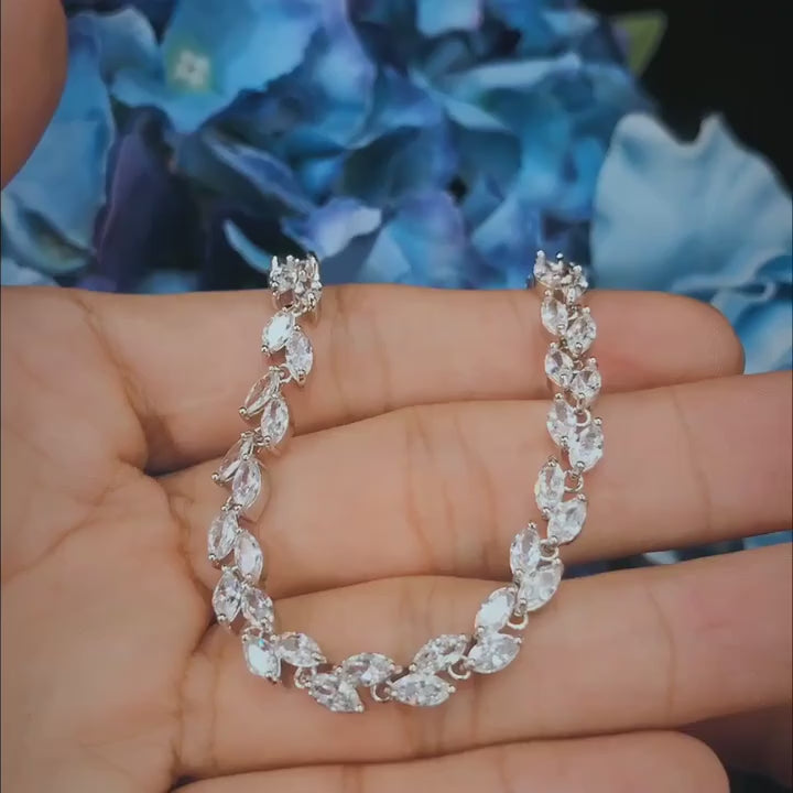 CWWZircons The New 2022 Summer Design White Gold Color Austrian Royal Blue Crystal Bracelets for Women Fashion Jewelry CB133